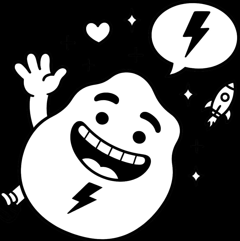 The blob mascot waves hello
