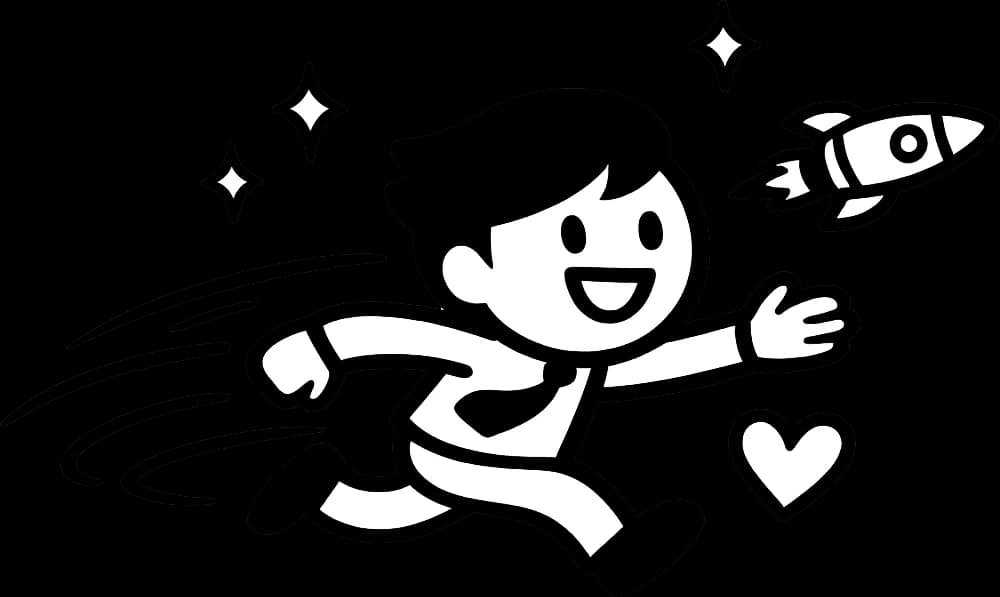 A person sprinting alongside a rocket